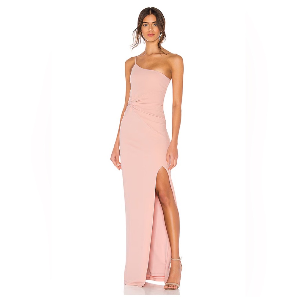 Revolve Nookie Lust One Shoulder Gown in Blush